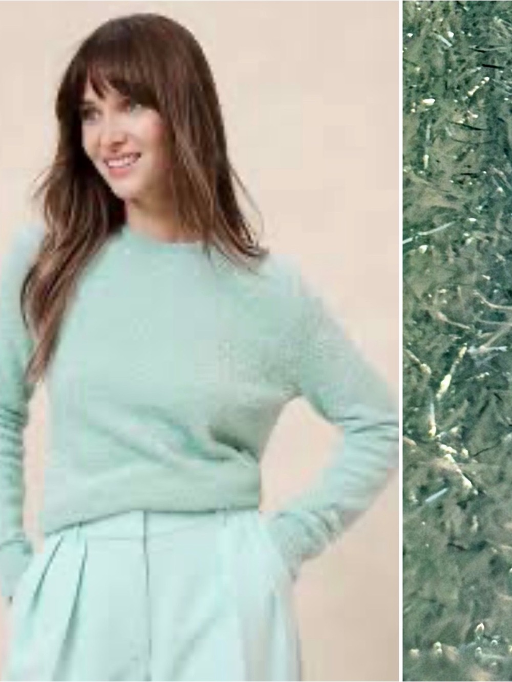 Banana Republic Factory Mint Green Crewneck Fuzzy Metallic Tinsel Sweater M